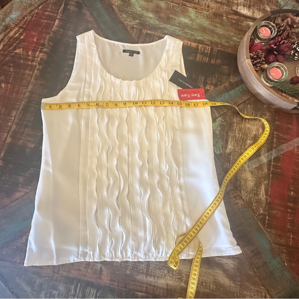 Rafaela Studio Cottagecore Ruffle White Sleeveless Blouse Tank Top Size M NWT - Picture 4 of 8